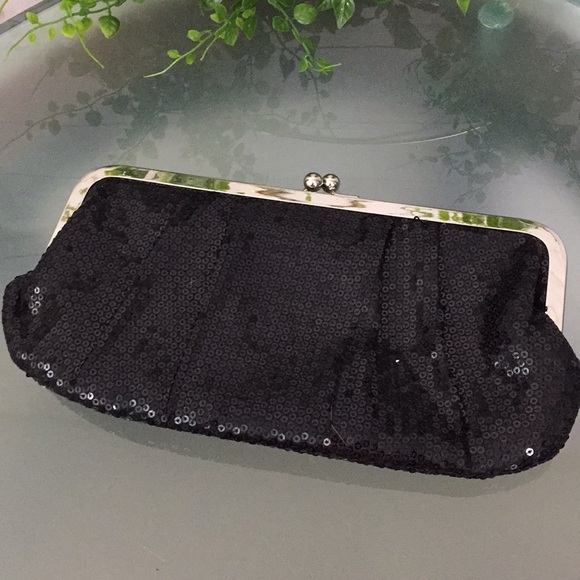 Aldo Black Sequined Handbag Clutch w/Chain strap - Picture 4 of 8